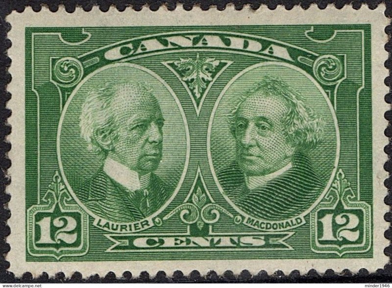 CANADA 1927 KGV 12c Confederation 60th Anniv-Sir W.Laurier & Sir J A Macdonald