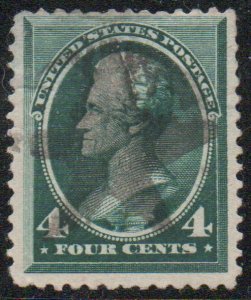 US #211 F/VF well struck socked on the nose STAR cancel, fresh color, small t...