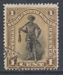 North Borneo Scott 59 - SG66, 1894 Dyak Chief 1c cds used