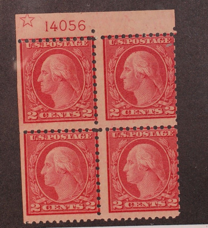 Scott 540 2 Cents Washington OG MH Star Plate Block Of 4 PL# 14056 SCV - $160.00