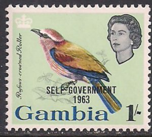 Gambia 1963 QE2 1/-d Birds Self Gov SG 208 MNH ( E951 )