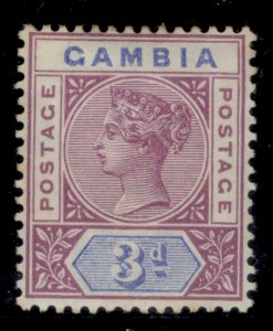 GAMBIA QV SG41, 3d reddish purple and blue, M MINT. Cat £48.