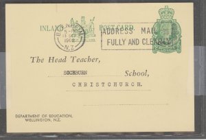 New Zealand  1962 QE II 2c Education Postal Card