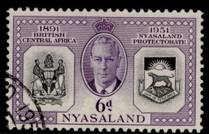 NYASALAND PROTECTORATE GVI SG169, 6d black & violet, FINE USED.