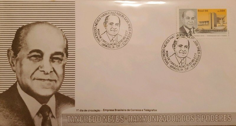 A) 1985, BRAZIL, PRESIDENT, FDC, FORMER PRESIDENT TANCREDO NEVES, ECT 