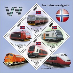 Niger 2021 MNH Norwegian Trains Stamps NSB EI 18 NSB BM70 Railways Rail 4v M/S