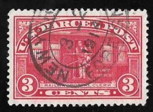 Q3 3 cents SUPERB FANCY CANCEL Postal Clerk Stamp used EGRADED XF 90 XXF