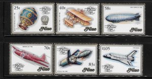 Niue 1983 Manned Flight Bicentenary Boeing Zeppelin Sc 389-394 MNH A42