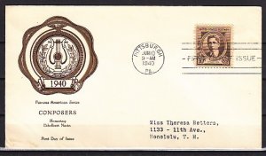 United States, Scott cat. 883. Am. Composer E. Nevin, First day cover. ^