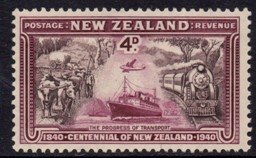 New Zealand - 1940 Centennial of New Zealand 4d Transport MNH** SG 619