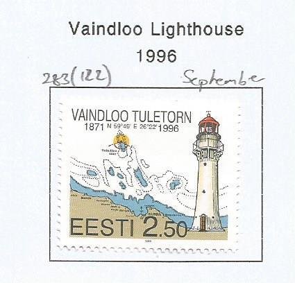 ESTONIA - 1996 - Vaindloo Lighthouse - Perf Single Stamp - Mint Lightly Hinged