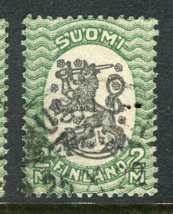 FINLAND; 1917-29 early Lion Type fine used hinged Shade of 2M. value