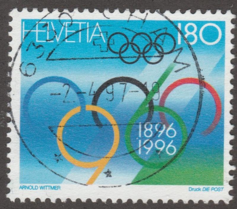 Switzerland stamp, Scott# 972, used,  Olympics, rings,, multi color, #M324