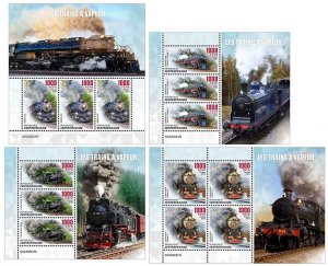 C A R - 2023 - Steam Trains - Perf 4 Min Sheets - Mint Never Hinged