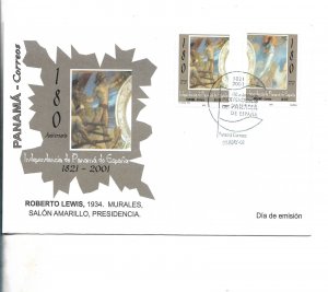 PANAMA 2001 - 180TH INDEPENDENCE ANNIVERSARY PAINTINGS ART HISTORICAL EVENTS FDC