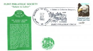 US SPECIAL PICTORIAL POSTMARK A SALUTE TO COLLECTIVE BARGAINING FLINPEX '80 (5)