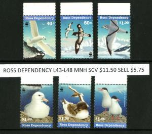 ROSS DEPENDENCY L43-L48 MNH SCV $11.50