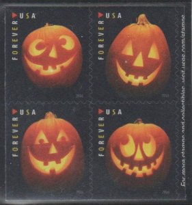 5137-40, BLK of 4. Jack-O'-Lanterns, MNH, Forever.