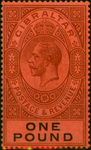 Gibraltar 1912 £1 Dull Purple & Black-Red SG85 V.F VLMM