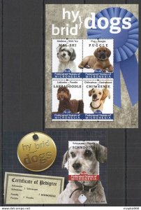 2012 Micronesia Fauna Pets Hy Brid Dogs Michel 20 Euro 1Kb+1Bl ** Pm099