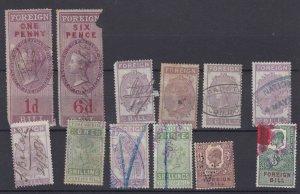 GB QV/KEVII Unchecked Foreign Bill Revenue Collection Of 12 Fine Used BP8087