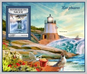 Niger - 2017 Lighthouses on Stamps - Stamp Souvenir Sheet - NIG17117b