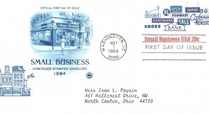 US FIRST DAY COVER SMALL BUSINESS USA 20c STAMPED ENVELOPE MAJOR SHIFT TO RIGHT