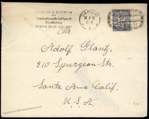 Danzig 1932 Germany LUPOSTA Poland USA Cover Santa Ana California CA G83433