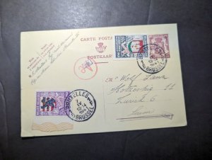 1941 Belgium Postcard Cover Brussels to Zurich Switzerland