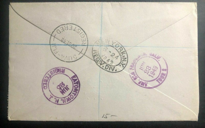 1949 Apia Samoa Airmail Registered cover To Eatontown NJ Usa