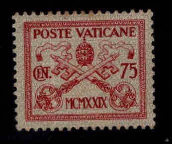 Vatican Scott 7 Toned Gum Papal Arms stamp