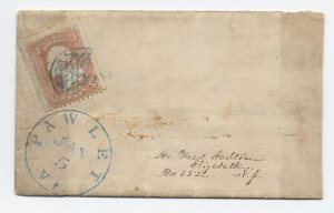 1866 Pawlet VT #65 cover and letter blue CDS [h.4773]