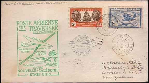 NEW CALEDONIA 1940 first flight cover to Honolulu, Hawaii.......33382