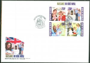 NIGER 2013  BIRTH OF PRINCE GEORGE WITH PRINCE WILLIAM ,KATE & DIANA   SHT FDC