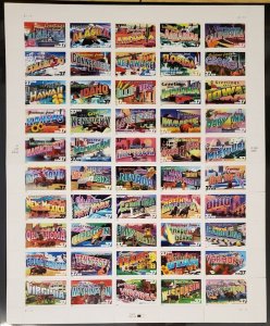 US #3696 - 3745 37c Greeting Sheet of 50, VF mint NH, very nice,   Stock Photo!