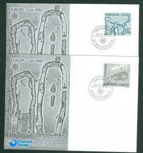 Faroe Islands. 2 FDC Cachet 1982. Complete Set. Vikings Sc.# 81-82. Engr:Muller