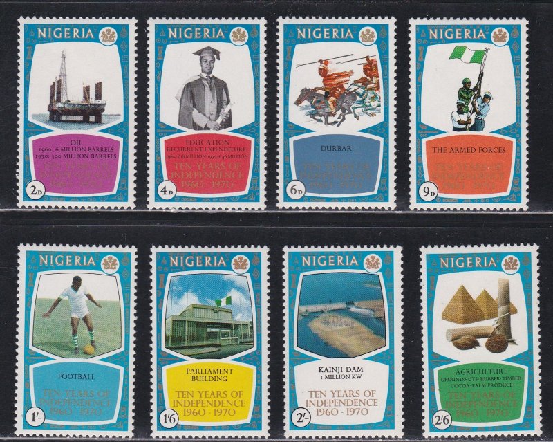 Nigeria # 243-250, 10 Years of Independence, NH, 1/2 Cat.