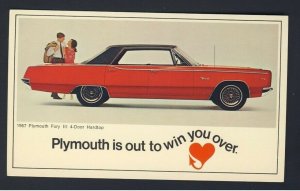 USA POSTAL HISTORY CAR AUTO 1967 Red Plymouth Fury III 4-Door Hardtop postcard