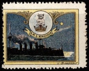 1914 WW One France Delandre Poster Stamp Armored Cruiser Minotaur HMS