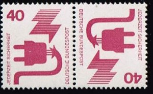 Germany 1971 Sc.#1079 MNH tête-bêche pair of booklet sheet,  Accident Prevention