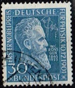 Germany 1951,Sc.#686 used, Wilhelm Conrad Röntgen, discoverer of X-rays