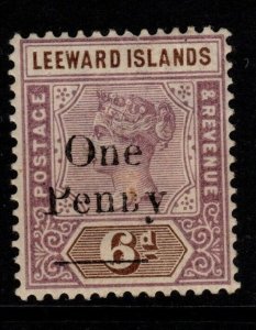 LEEWARD ISLANDS SG18 1902 1d on 6d DULL MAUVE & BROWN MTD MINT