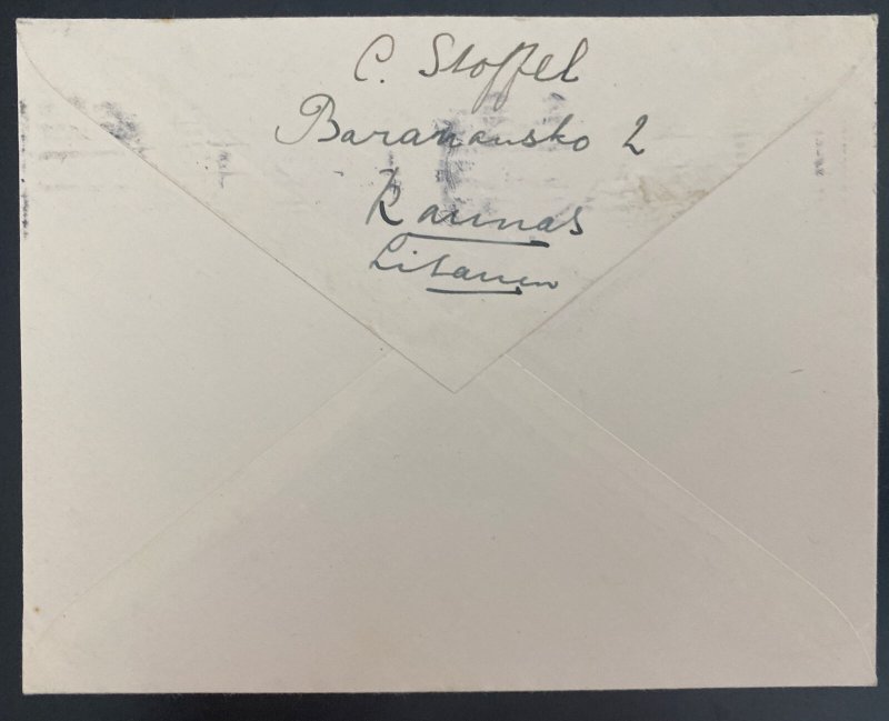 1937 Kaunas Lithuania Slogan cancel cover To Dakkum Netherlands