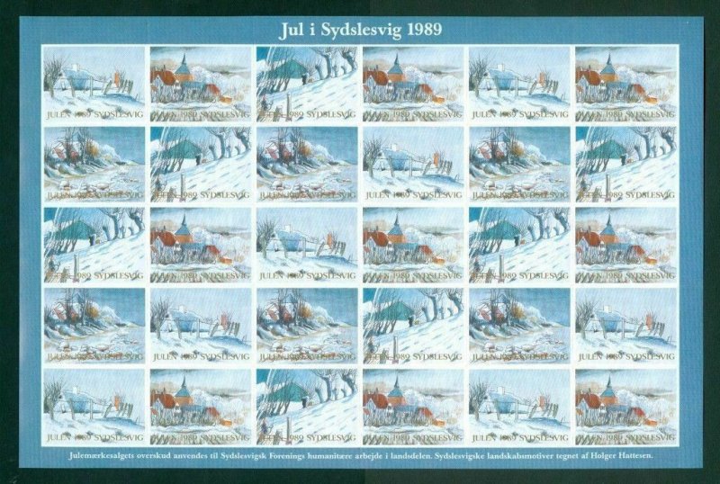 Denmark. Southslesvig Christmas Sheet 1989 Mnh, Folded. Winter In Southslesvig.