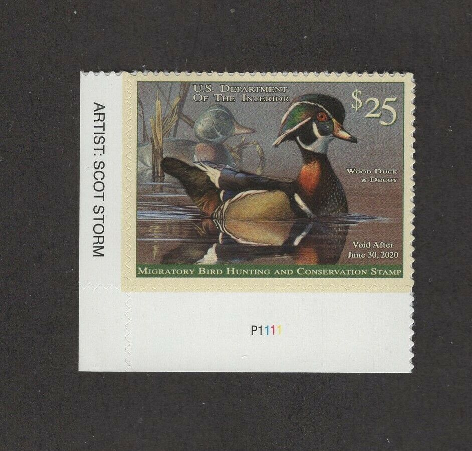 RW86 Federal Duck Stamp. Plate Numbered Single. MNH.OG. 02 RW86PNSBL