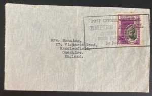 1937 Zanzibar First Flight Airmail Cover FFC To Mcclesfield England North Round