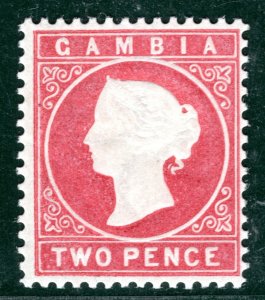 GAMBIA QV Classic Stamp SG.13B 2d Rose WMK UPRIGHT Mint LMM Cat £65++ CBLUE71 