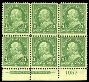 United States, 1894-95 #279 Cat$350, 1898 1c deep green, bottom plate number ...