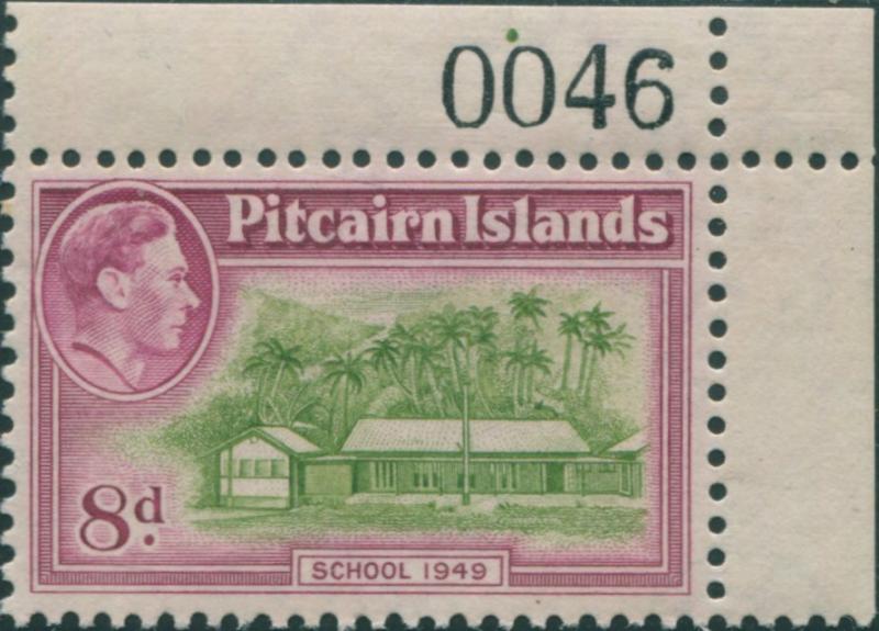 Pitcairn Islands 1940 SG6a 8d School corner imprint 0046 MNH