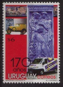 Uruguay stamp 1997 post office 170th anniversary van car transport sculpture